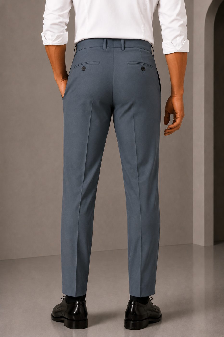 Patloon Jack Williams Slate Grey cotton blend slim fit pants back