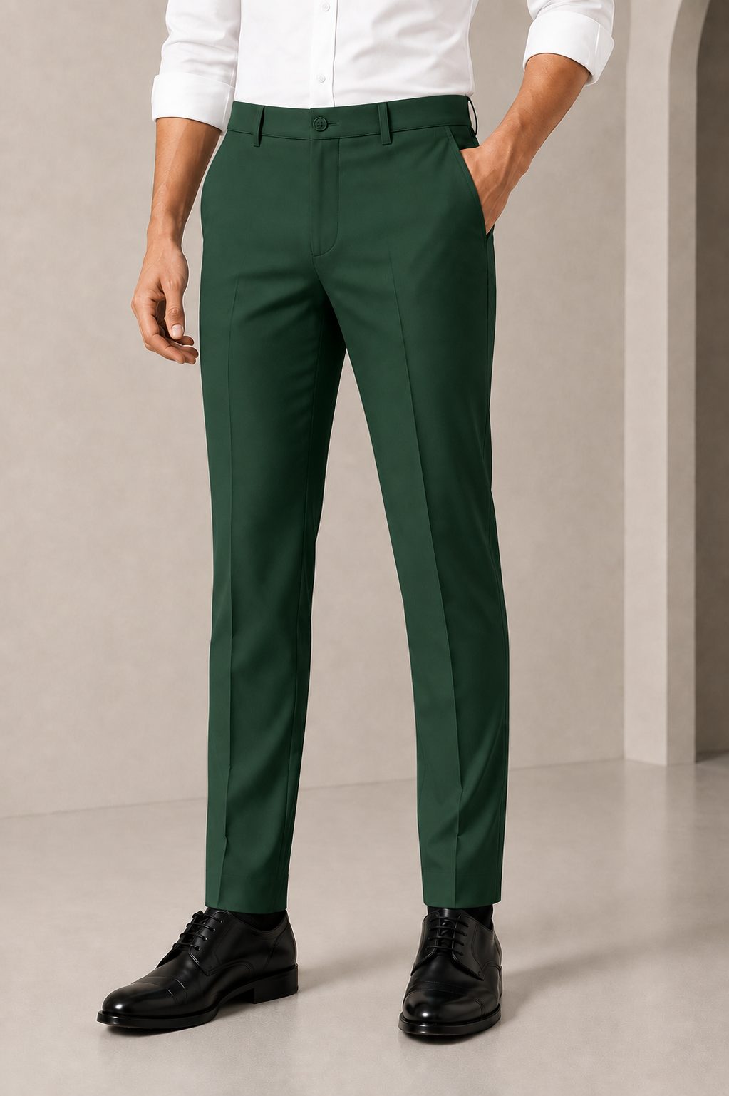Patloon Jack Williams Deep Green Lycra blend regular fit pants waistband