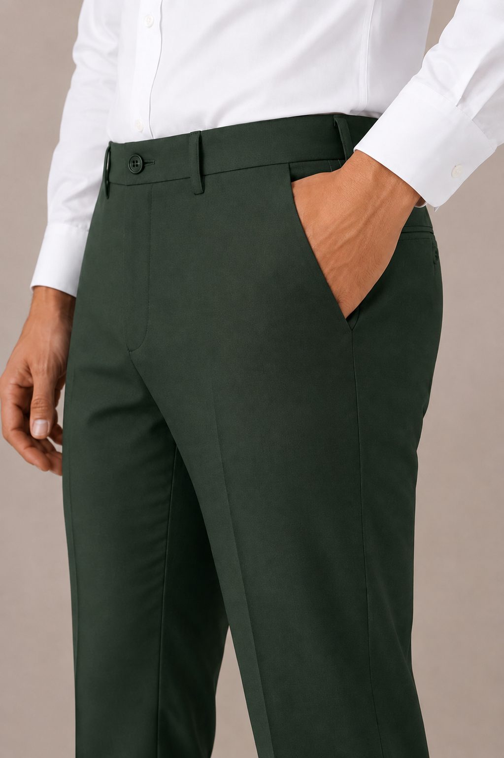 Patloon Jack Williams Woodland Green Lycra blend regular fit pants pocket detail