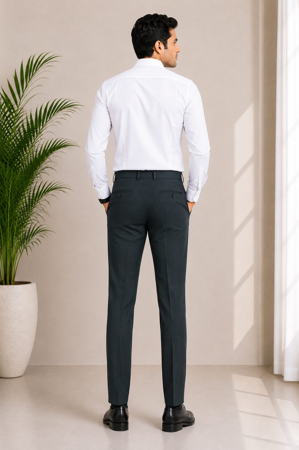 Patloon Ventures Charcoal Grey regular pants back
