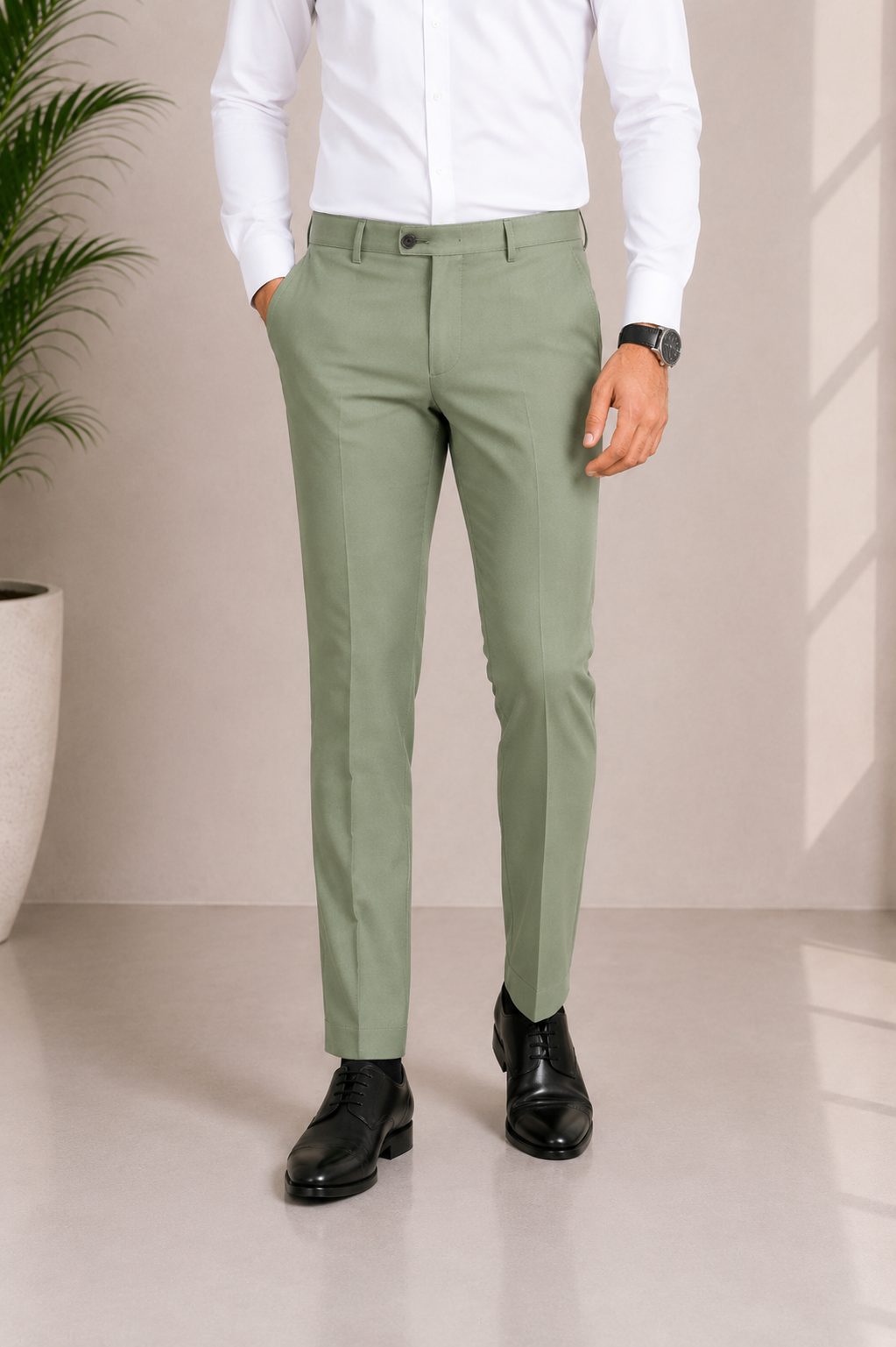 Patloon Ventures Olive Green regular pants styled