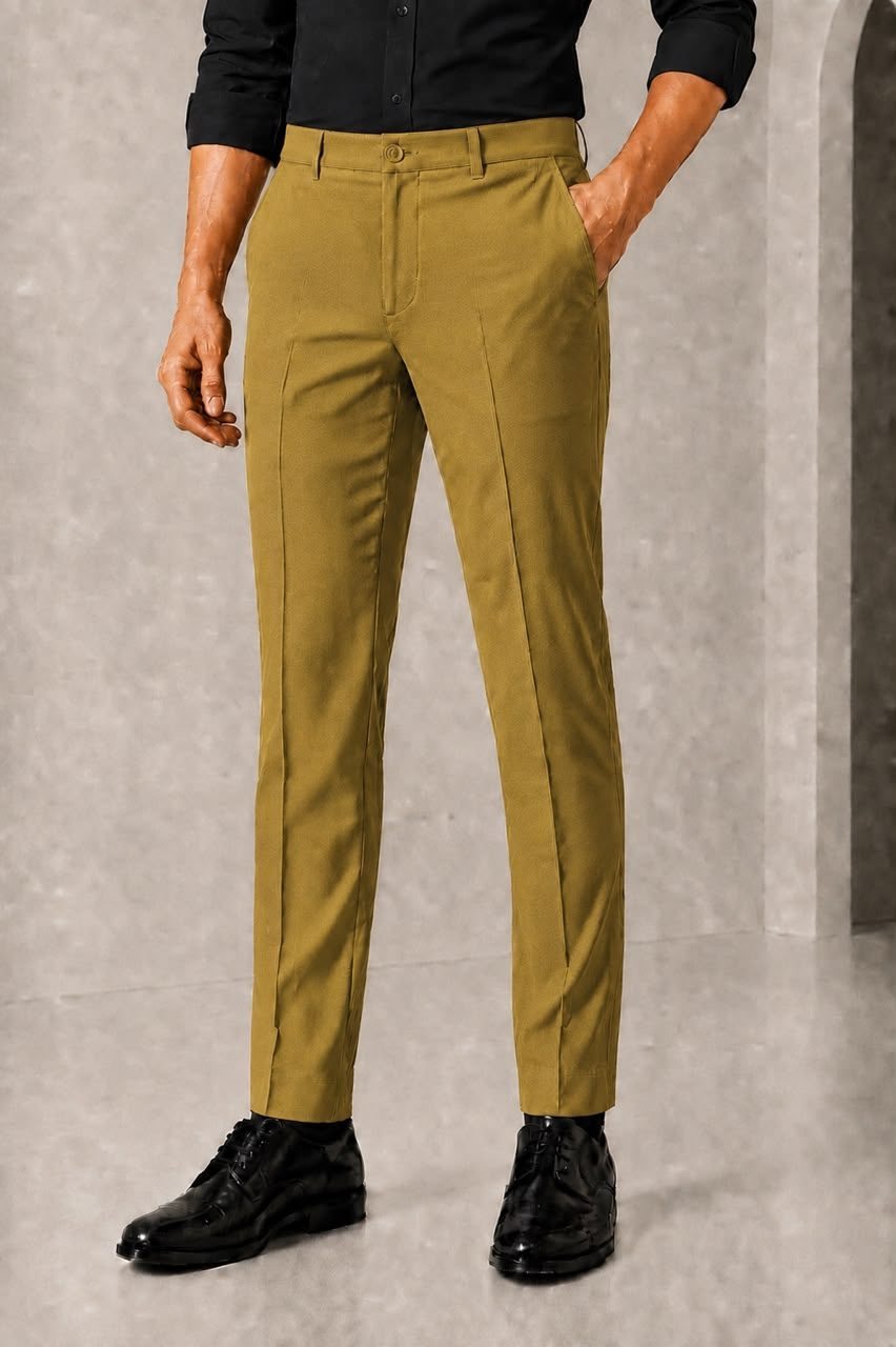 Patloon Jack Williams Mustard Olive cotton blend slim fit pants