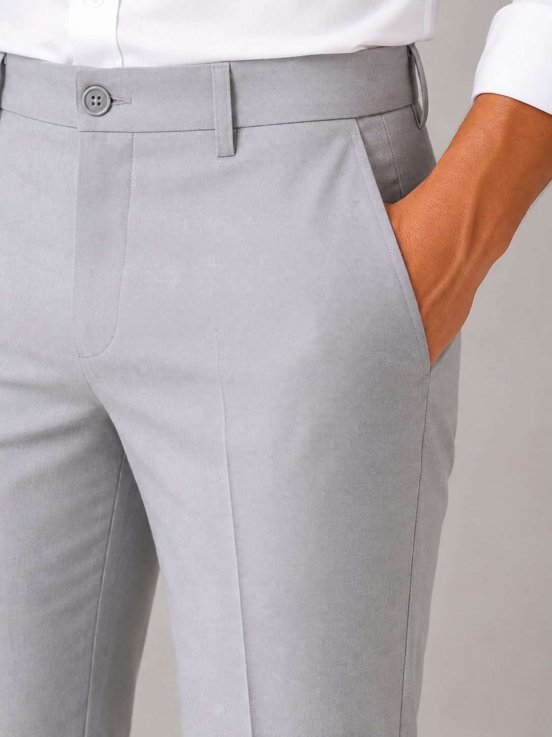 Patloon Jack Williams Ash Grey Lycra blend regular fit pants pocket