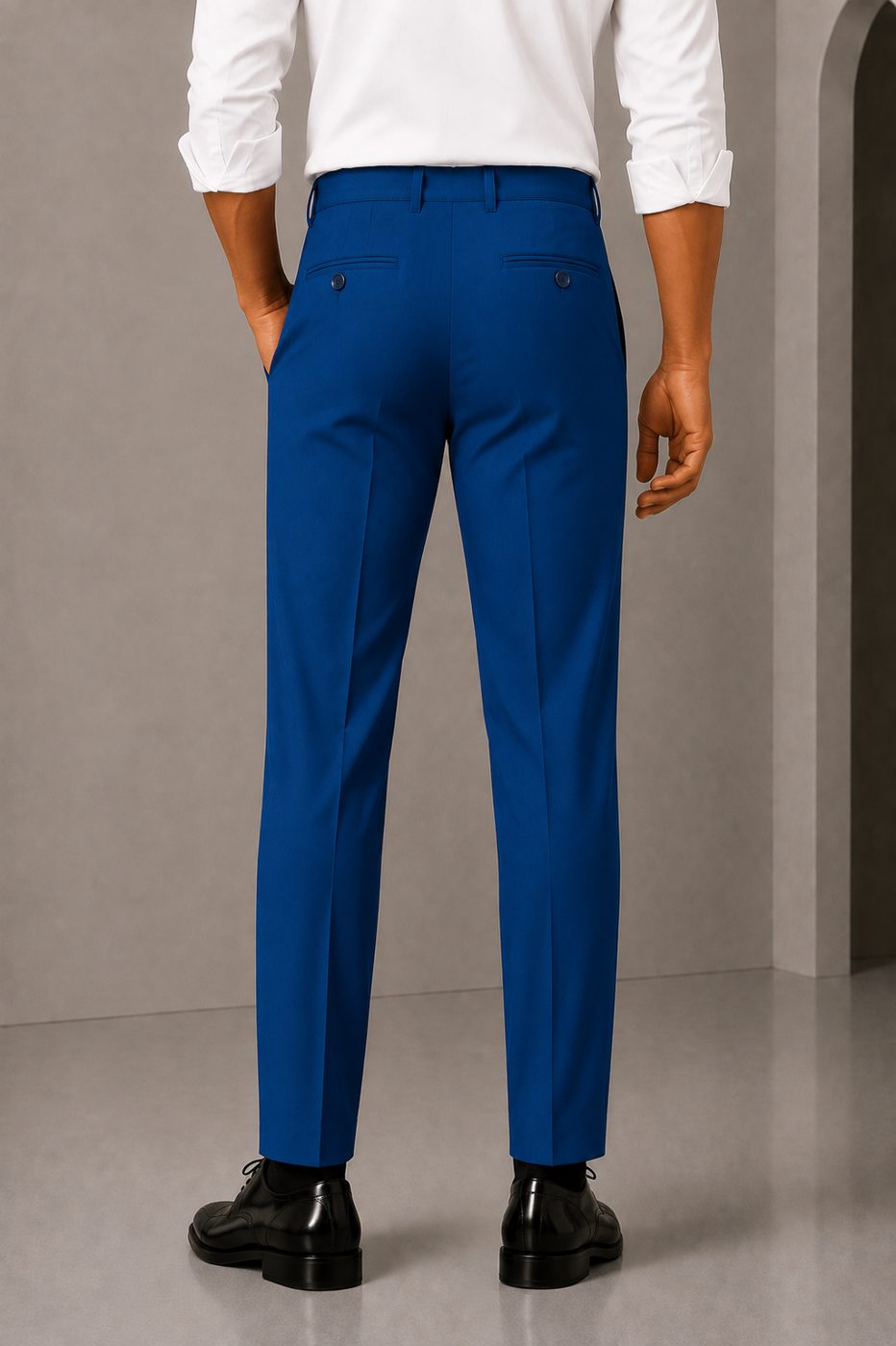 Patloon Jack Williams Royal Blue cotton blend slim fit pants back