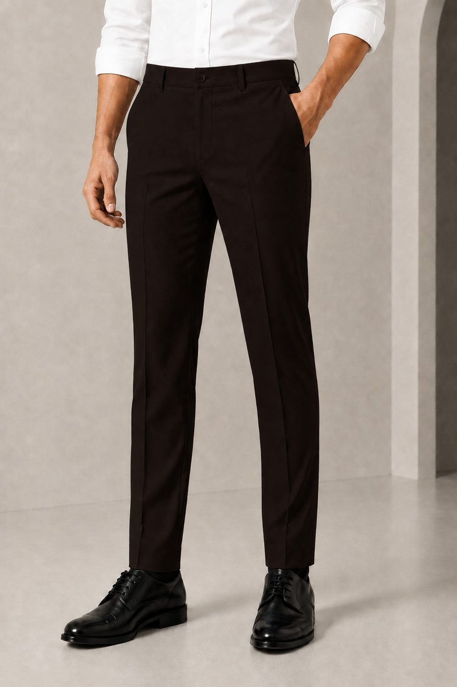 Patloon Jack Williams Espresso Brown cotton blend slim fit pants
