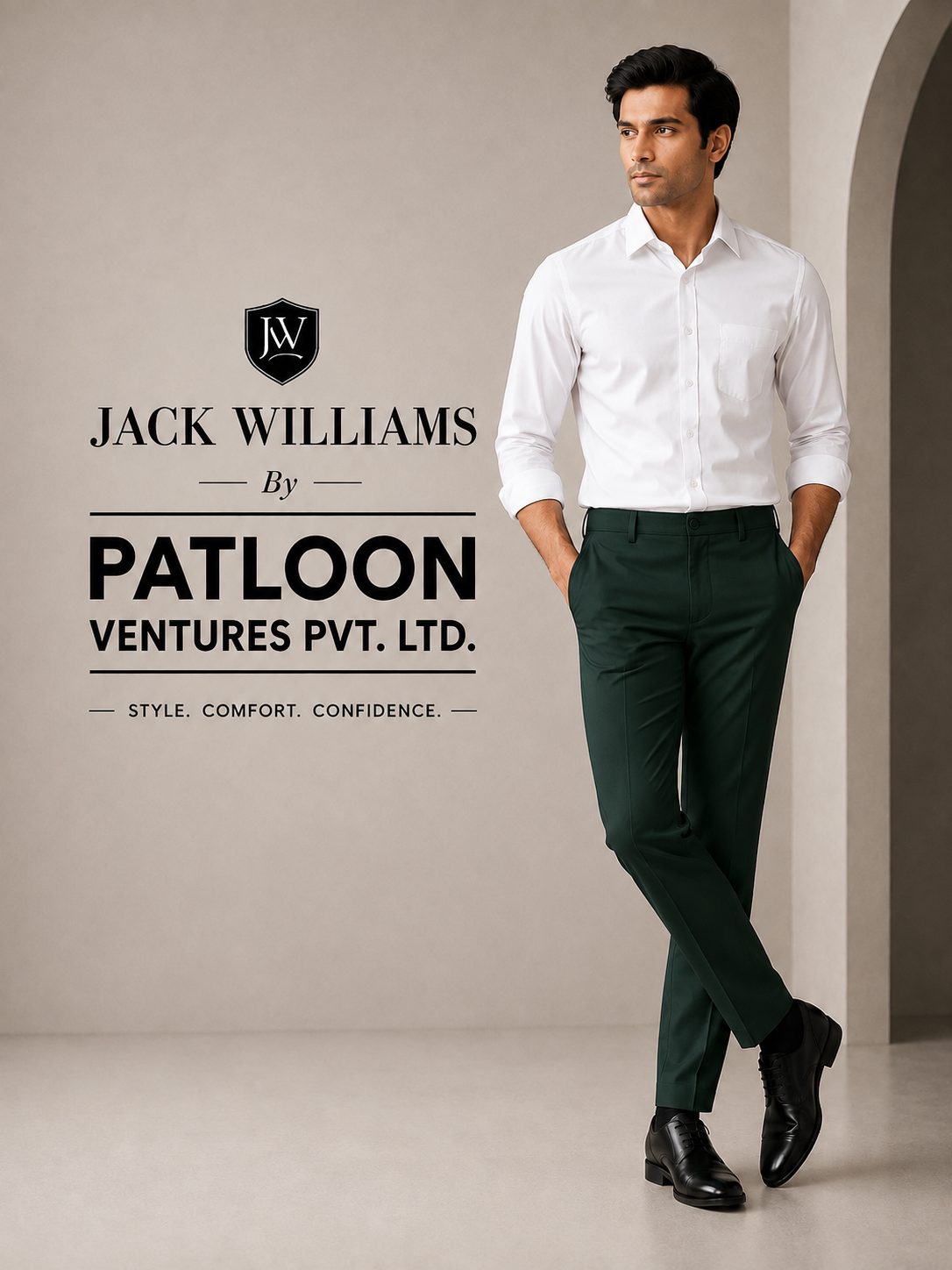 Patloon Jack Williams Evergreen Lycra blend regular fit pants detail
