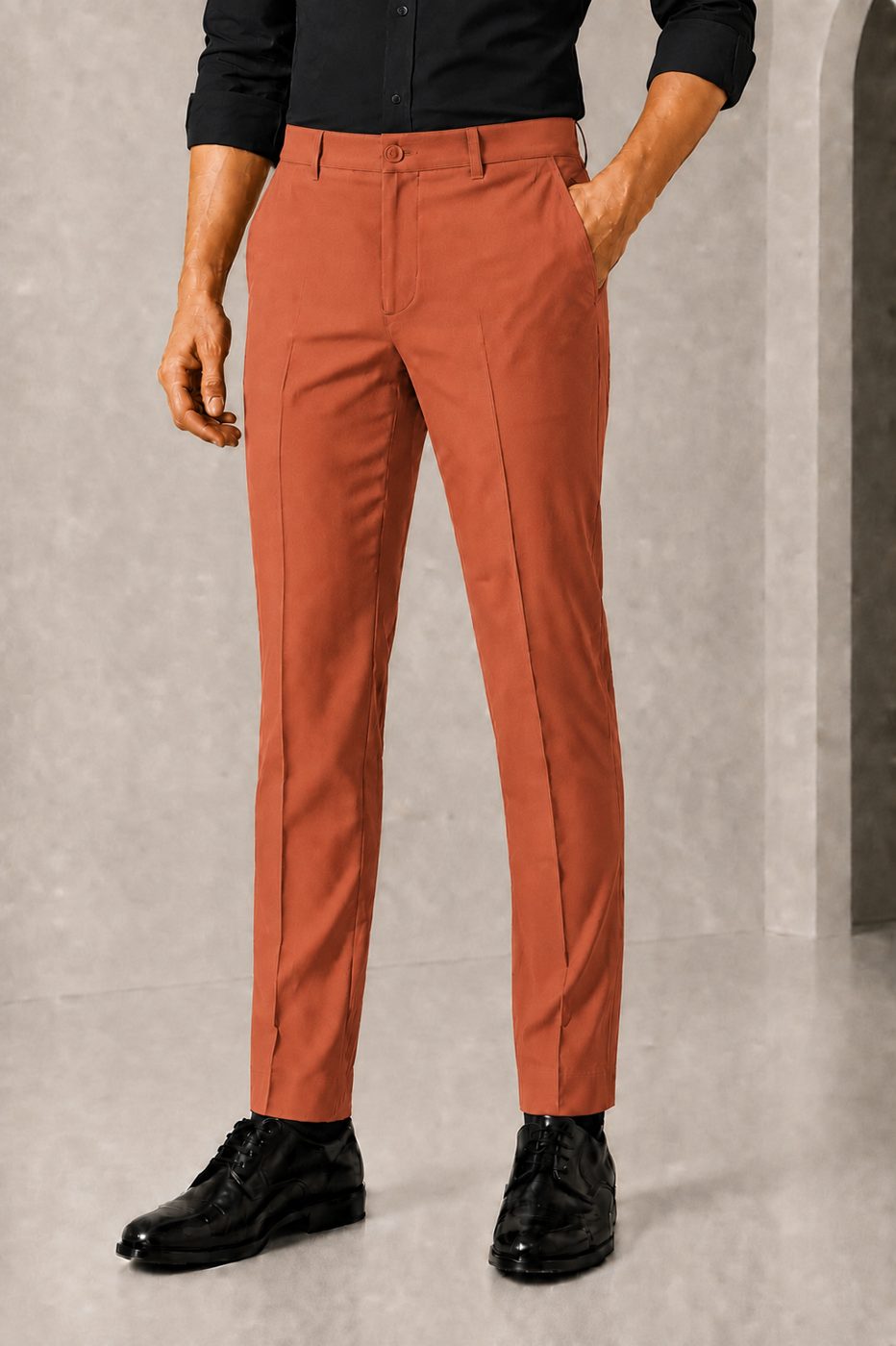 Patloon Jack Williams Terracotta cotton blend slim fit pants