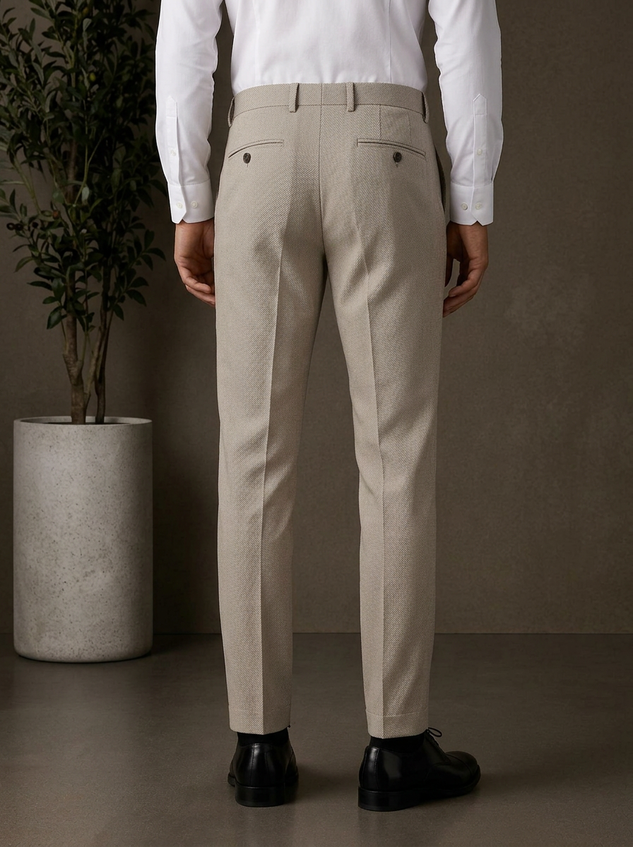 Patloon Jack Williams Beige cotton blend slim fit pants back