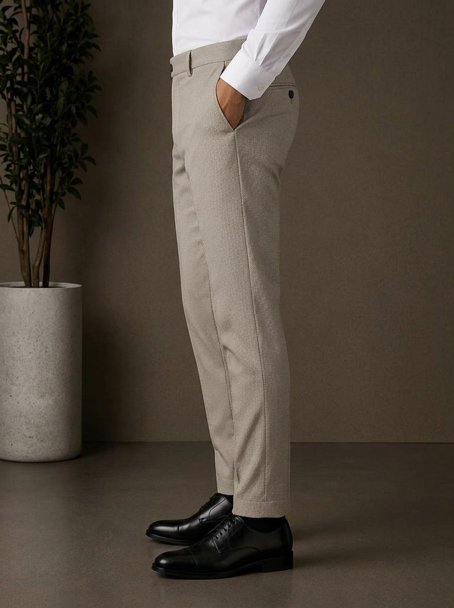 Patloon Jack Williams Beige cotton blend slim fit pants side