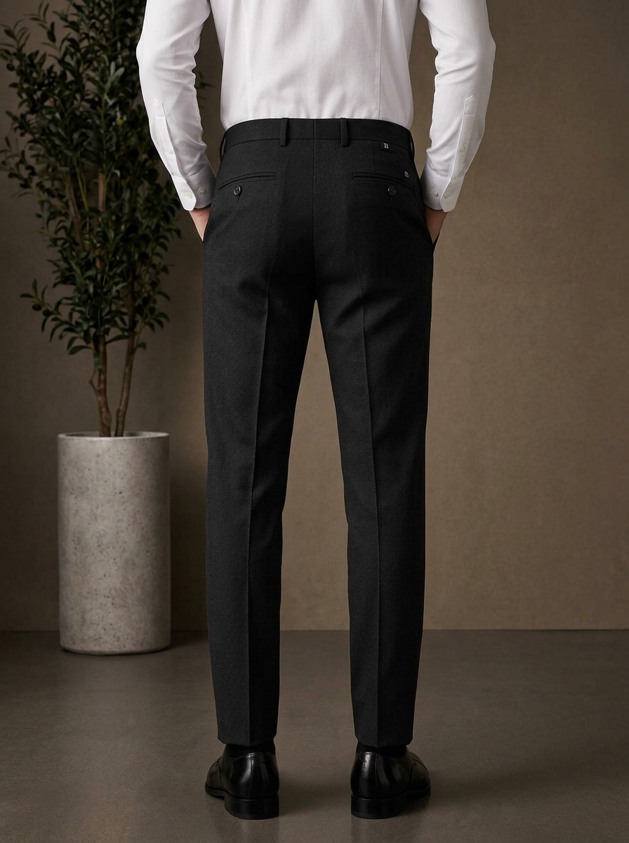 Patloon Jack Williams Black cotton blend slim fit pants back