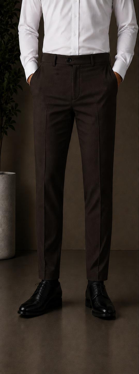 Patloon Jack Williams Chocolate Brown cotton blend slim fit pants