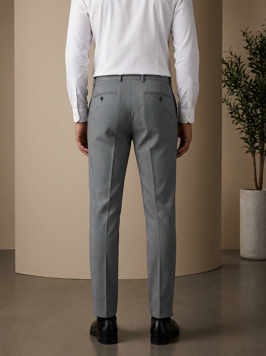 Patloon Jack Williams Light Grey cotton blend slim fit pants back