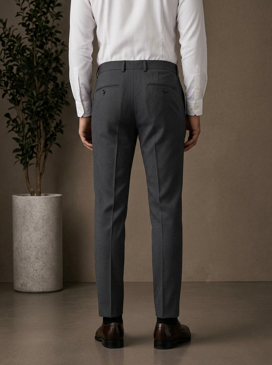 Patloon Jack Williams Medium Grey cotton blend slim fit pants back