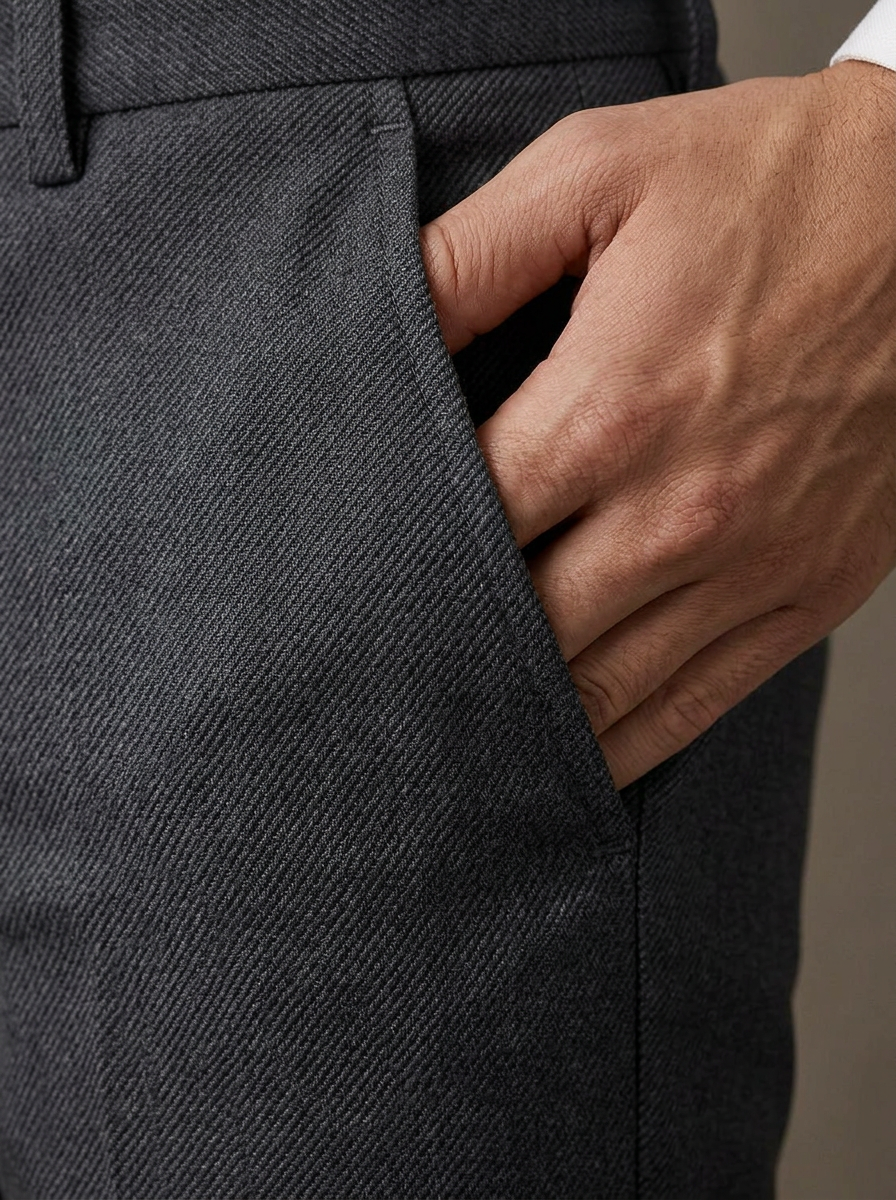 Patloon Jack Williams Medium Grey cotton blend slim fit pants pocket
