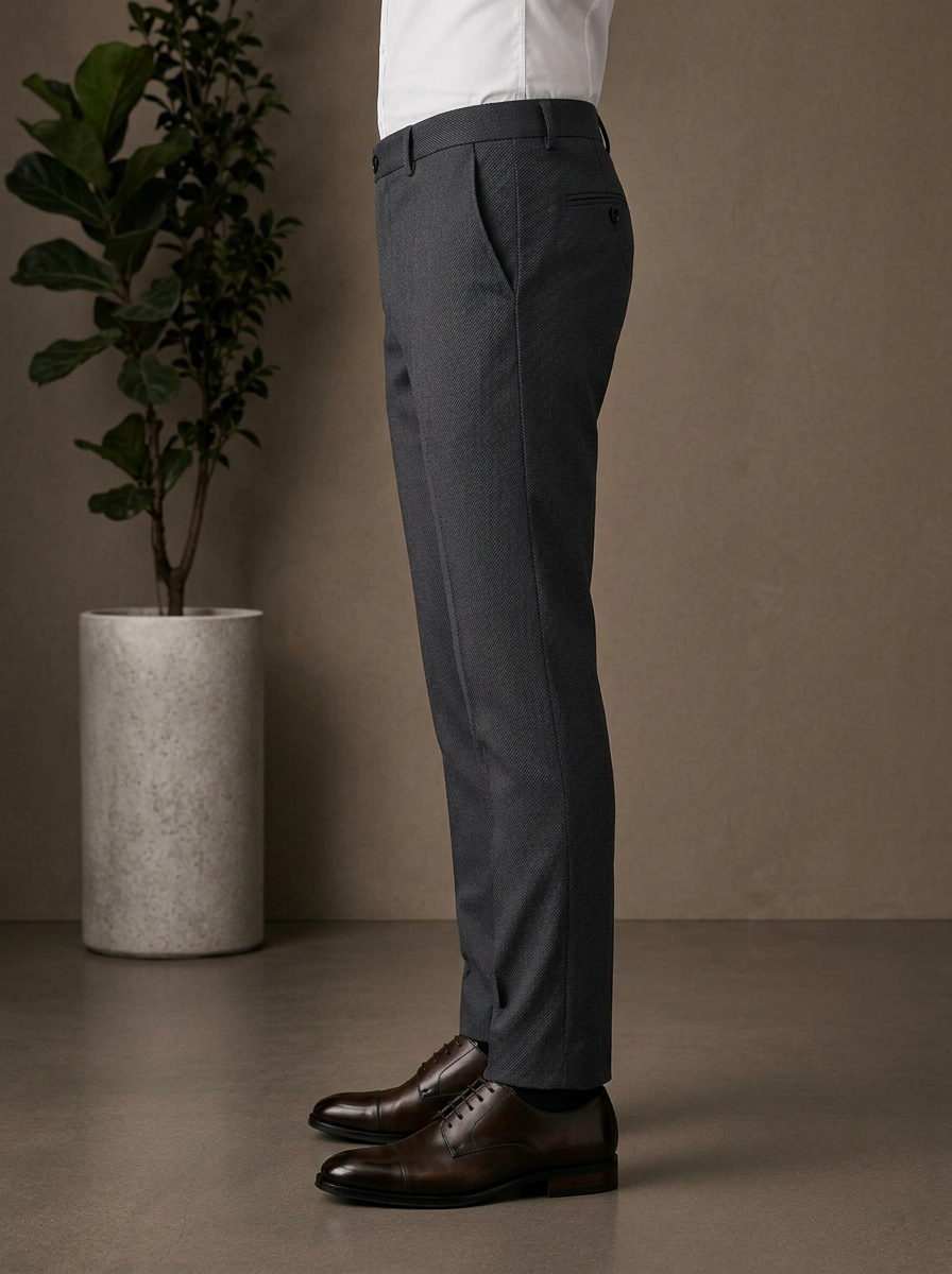 Patloon Jack Williams Medium Grey cotton blend slim fit pants side