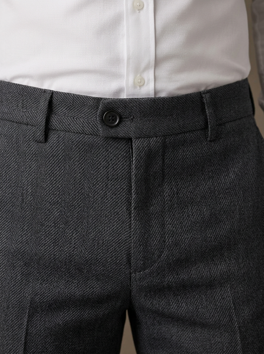 Patloon Jack Williams Medium Grey cotton blend slim fit pants waistband