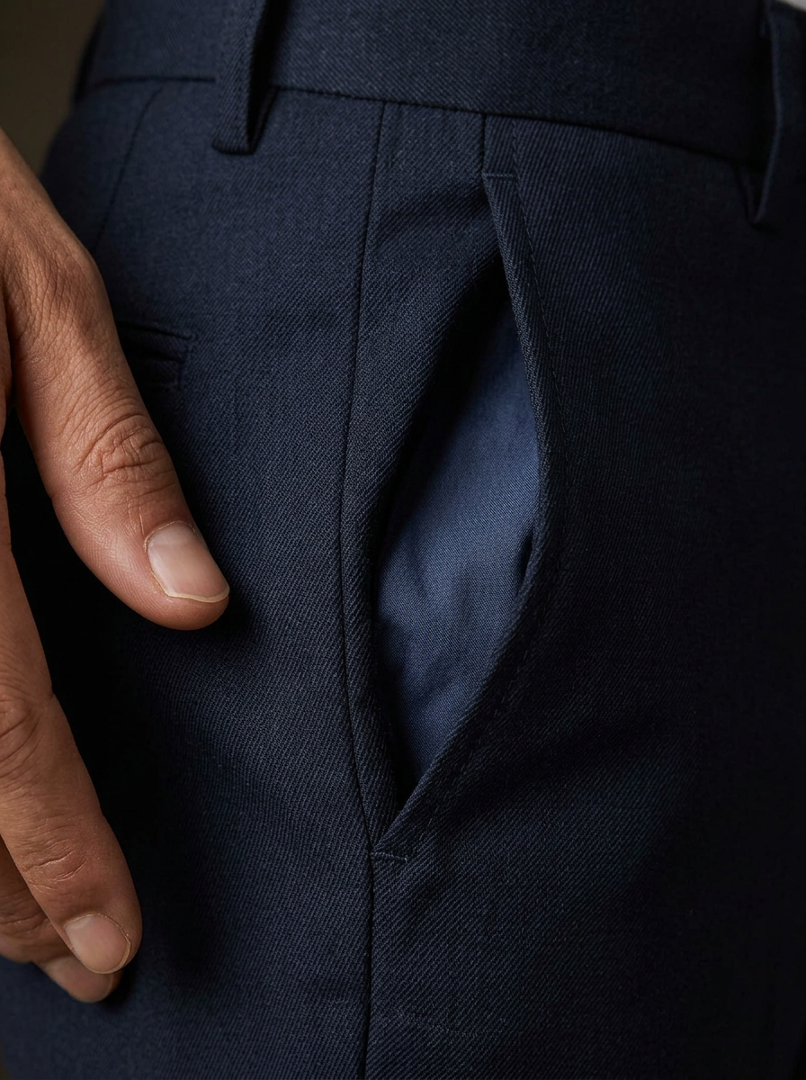 Patloon Jack Williams Raymond Navy cotton blend slim fit pants pocket