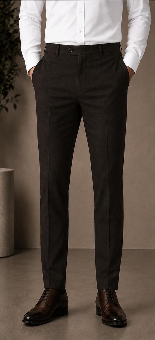 Jack Williams Chocolate Brown slim tapered stretch trouser