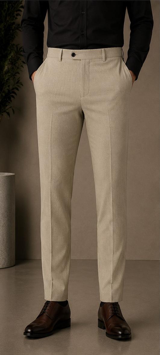 Jack Williams Cream slim tapered stretch trouser