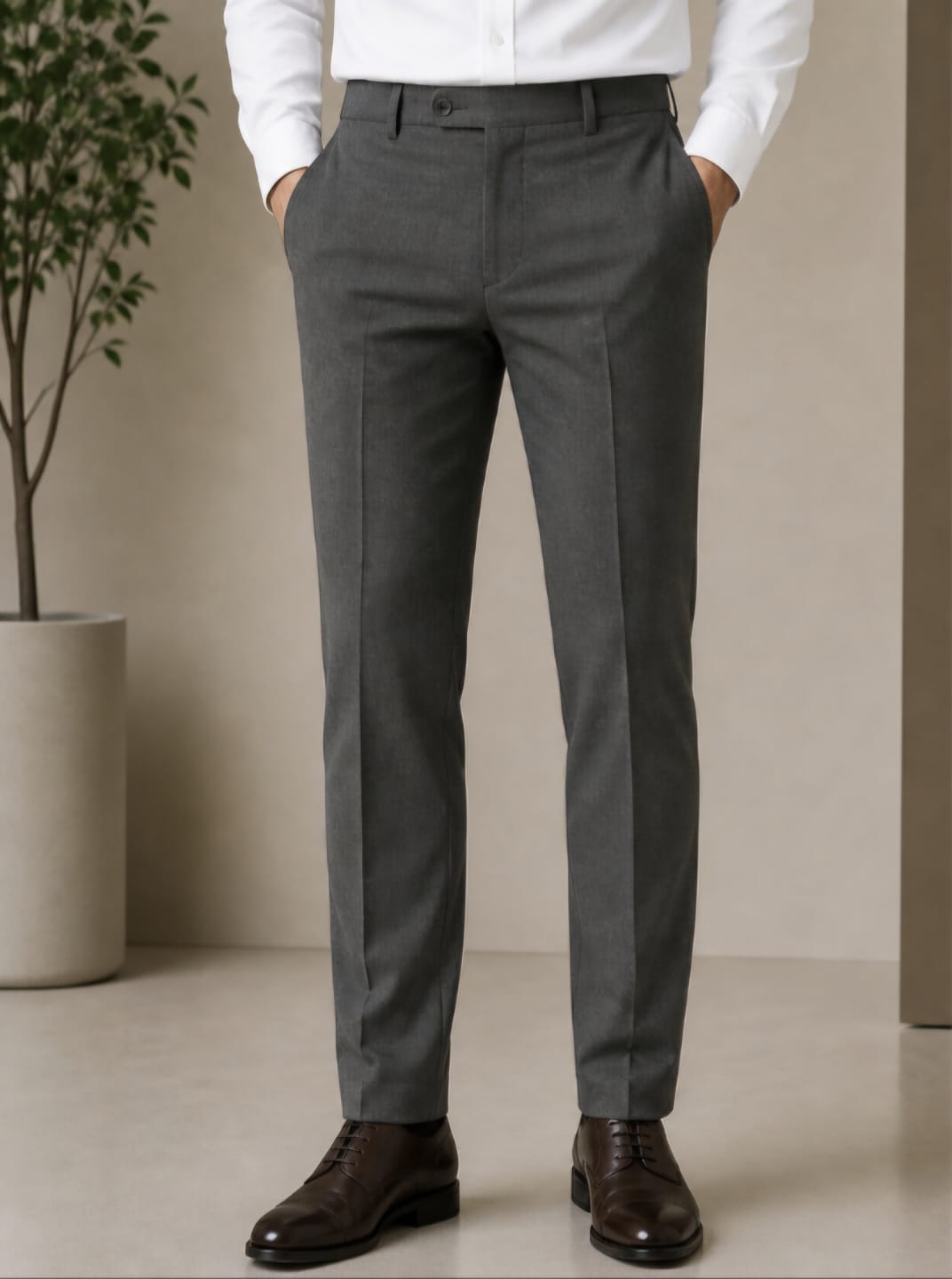 Jack Williams Medium Grey slim tapered stretch trouser