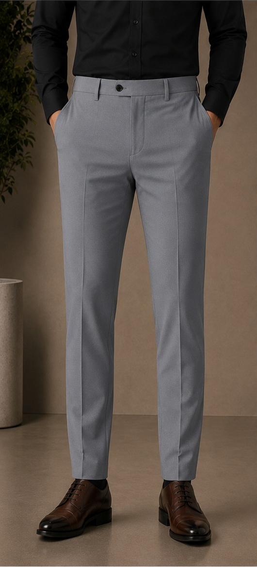 Jack Williams Light Grey slim tapered stretch trouser