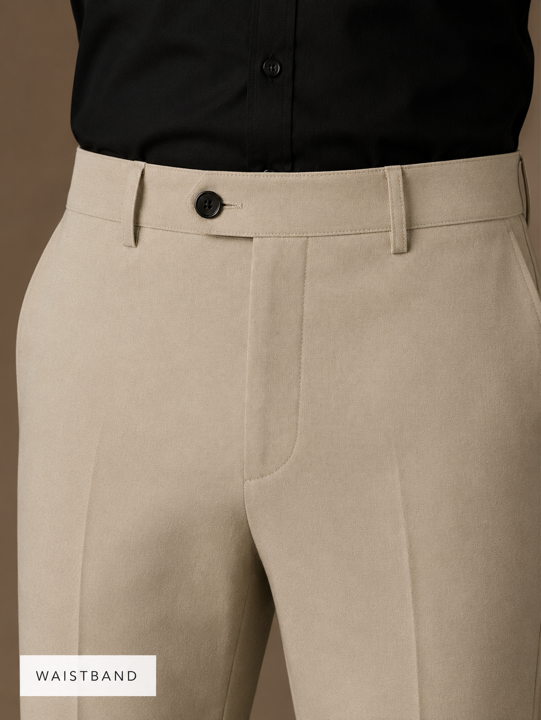 Patloon Ventures Cream regular pants waistband