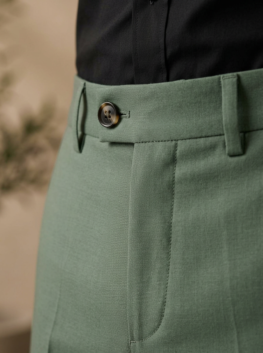 Patloon Ventures Mute Green regular pants waistband
