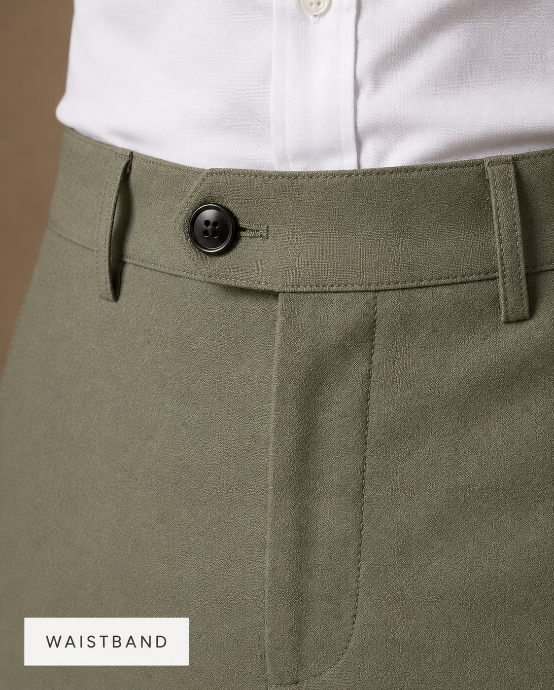 Patloon Ventures Olive Green regular pants waistband